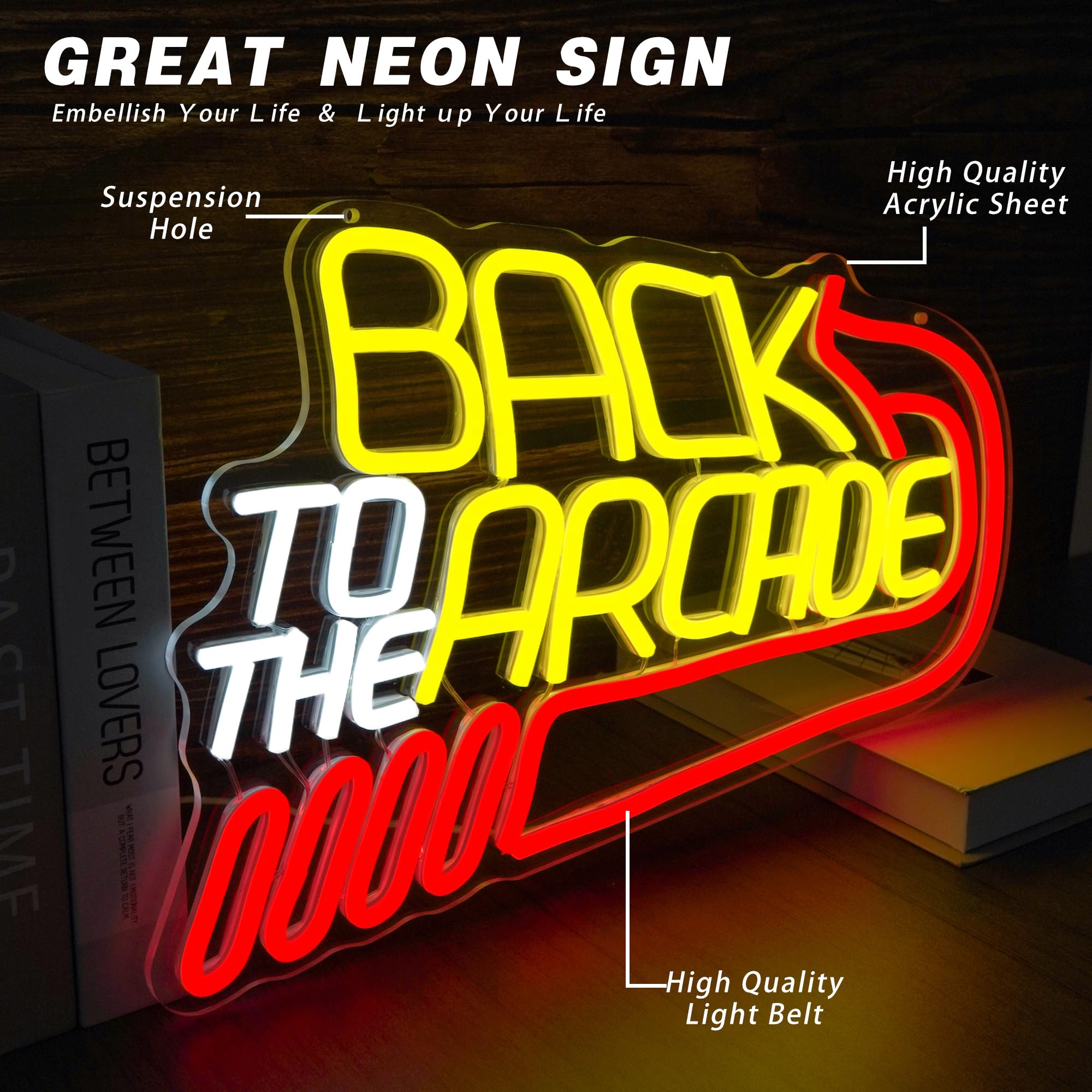 Retro Arcade Neon Sign Large Back to the Arcade Neon Light